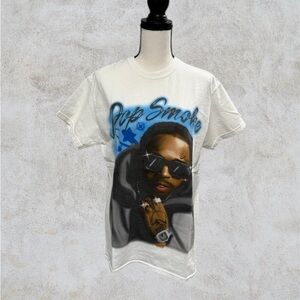 Graphic Tee with Pop Smoke Design in White